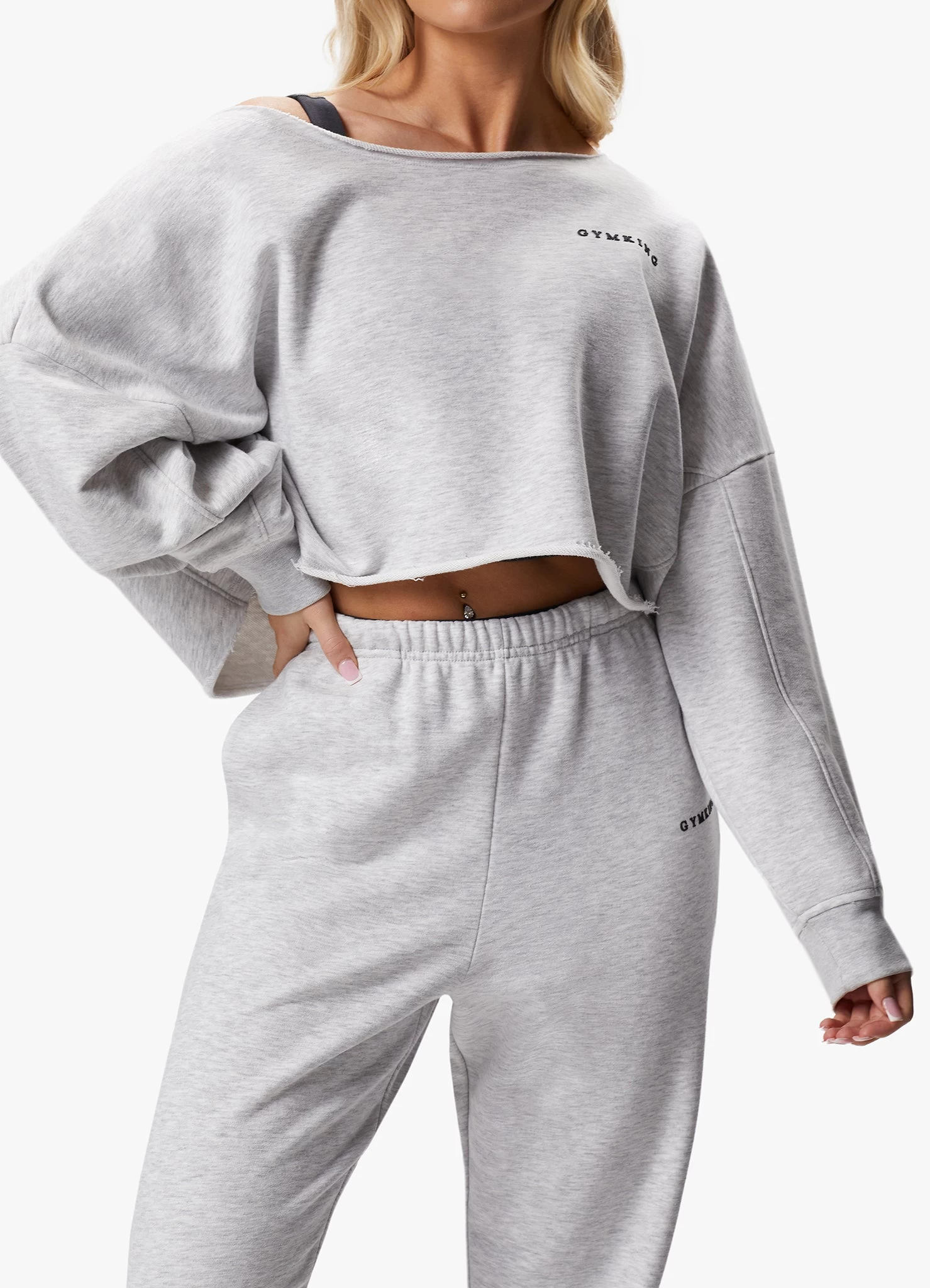 Gym King Move Your Way Crop Sweatshirt - Snow Marl 14 Gym King Move Your Way Crop Sweatshirt - Snow Marl - Image 12