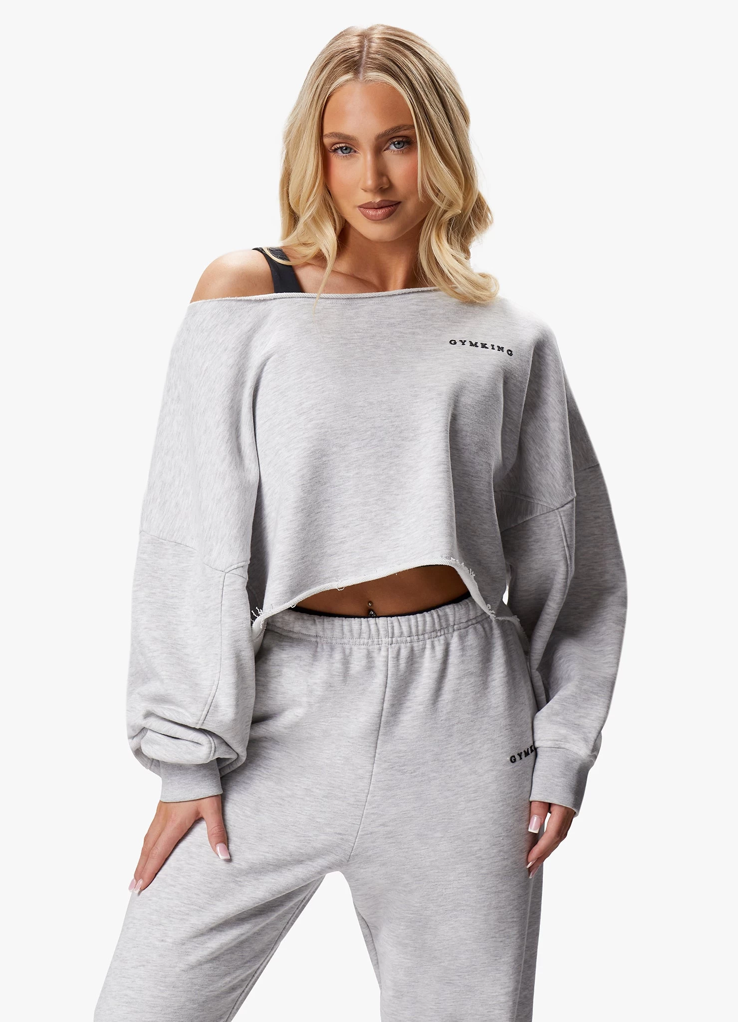 Gym King Move Your Way Crop Sweatshirt - Snow Marl 9 Gym King Move Your Way Crop Sweatshirt - Snow Marl - Image 7