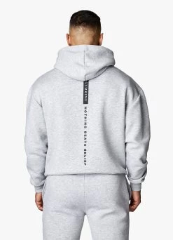 Gym King Nothing Beats Belief Hood - Light Grey Marl