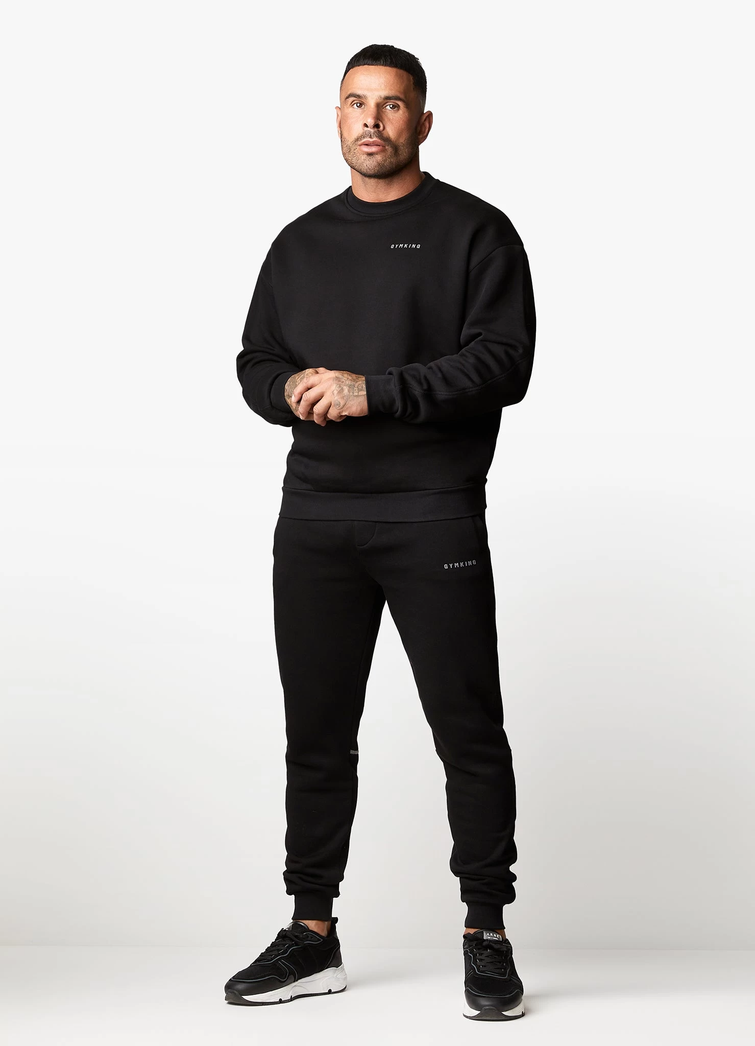 Gym King Outline Print Crew Tracksuit - Black 3 Gym King Outline Print Crew Tracksuit - Black