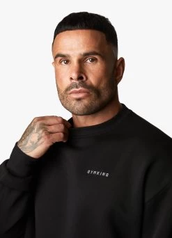 Gym King Outline Print Sweatshirt - Black -Fit Wear Shop OUTLINEPRINTSWEATSHIRT JOGGERS BLACKSWT A2BFITSB A2BFO 160