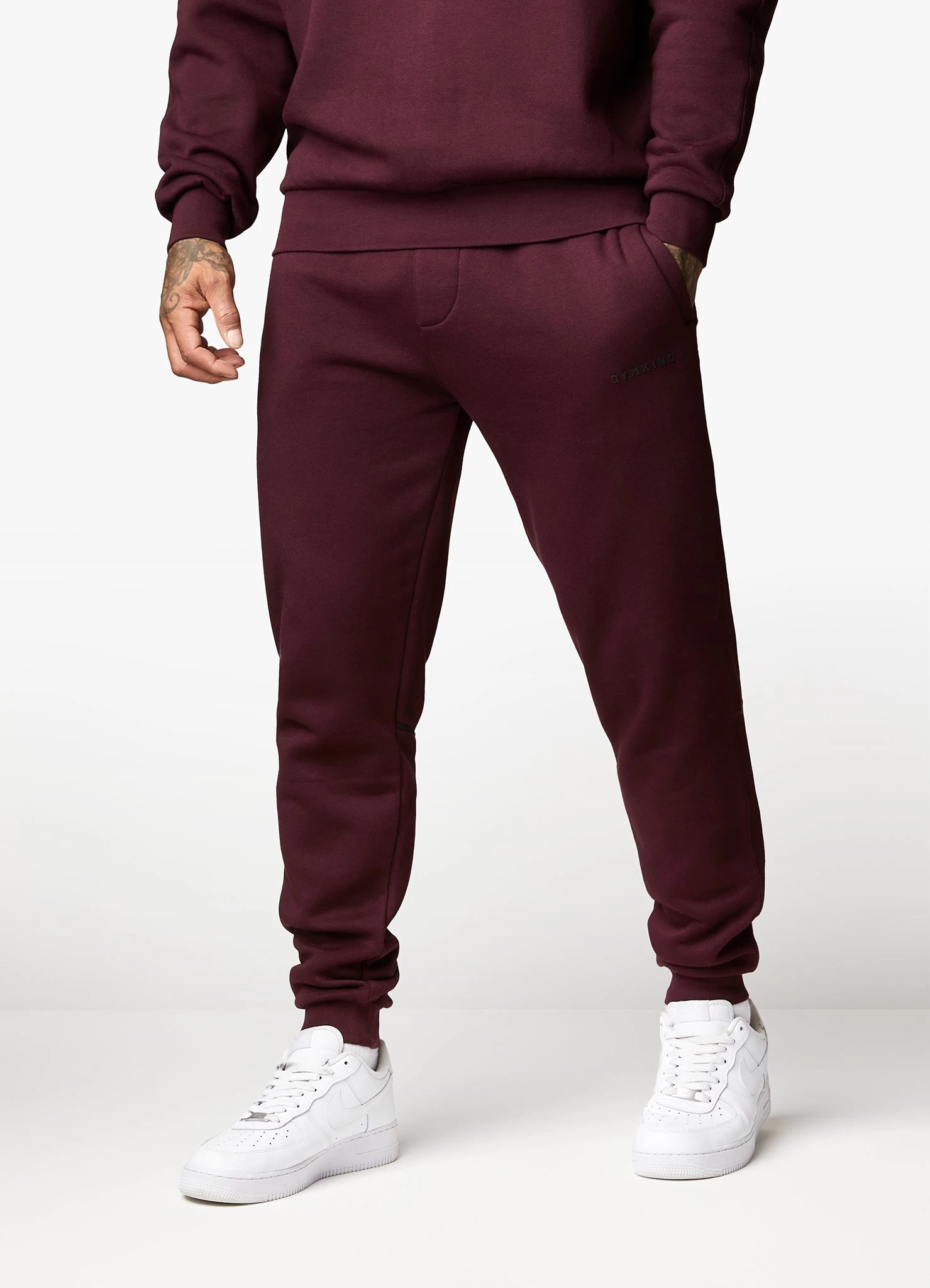 Gym King Outline Print Crew Tracksuit - Burgundy 7 Gym King Outline Print Crew Tracksuit - Burgundy - Image 5