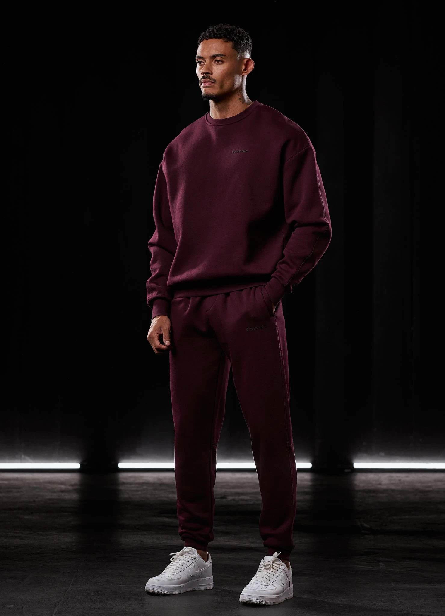 Gym King Outline Print Crew Tracksuit - Burgundy 20 Gym King Outline Print Crew Tracksuit - Burgundy - Image 18