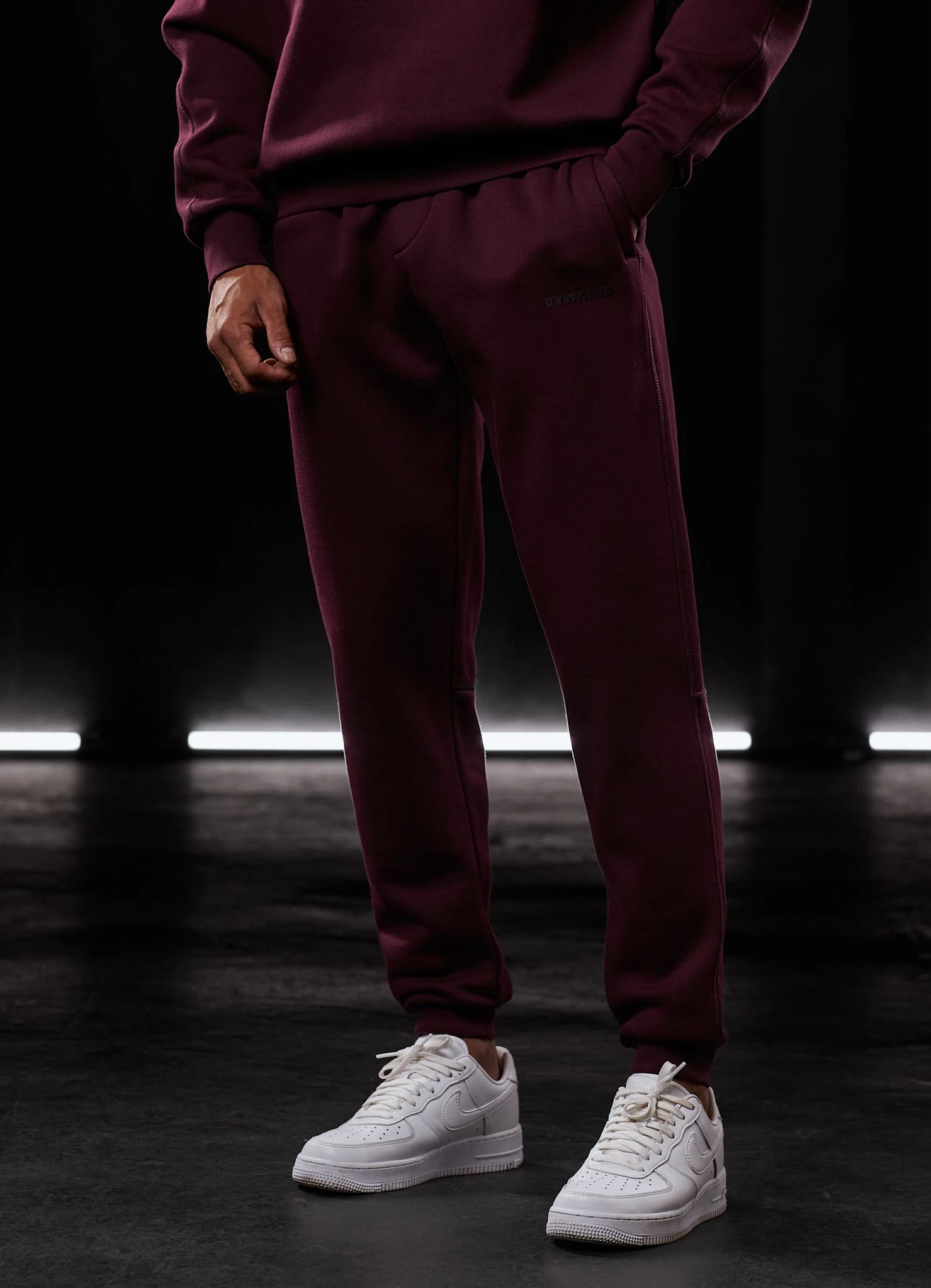 Gym King Outline Print Crew Tracksuit - Burgundy 22 Gym King Outline Print Crew Tracksuit - Burgundy - Image 20