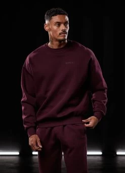 Gym King Outline Print Sweatshirt - Burgundy -Fit Wear Shop OUTLINEPRINTSWEATSHIRT JOGGERS BURGUNDYSWT A2BFJTSB A2BFQ 44