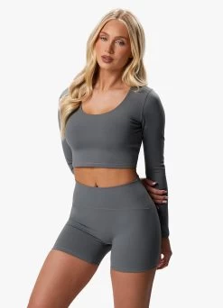 Gym King Peach Luxe Long Sleeve Top - Dark Sage Luxe -Fit Wear Shop PEACHLUXELSTOP SHORT DARKSAGELUXEWLT A2BVIWSR A2BVL159
