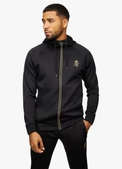 Gym King Full Zip Poly Hood - Black/Gold -Fit Wear Shop PIPEDPOLYHOOD JOGGER BLACKGOLD 238