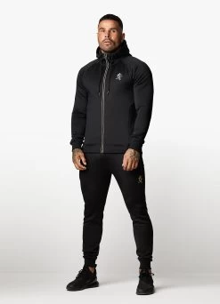 Gym King Full Zip Poly Hood - Black/Gold -Fit Wear Shop POLYFZHOOD JOGGER BLACKGOLDTST A28OHTSB A28OI 73