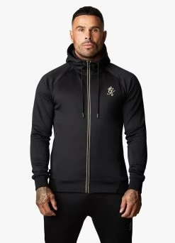 Gym King Full Zip Poly Hood - Black/Gold -Fit Wear Shop POLYFZHOOD JOGGER BLACKGOLDTST A28OHTSB A28OI 74