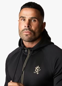 Gym King Full Zip Poly Hood - Black/Gold -Fit Wear Shop POLYFZHOOD JOGGER BLACKGOLDTST A28OHTSB A28OI 77