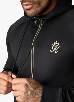 Gym King Full Zip Poly Hood - Black/Gold -Fit Wear Shop POLYFZHOOD JOGGER BLACKGOLDTST A28OHTSB A28OI 78