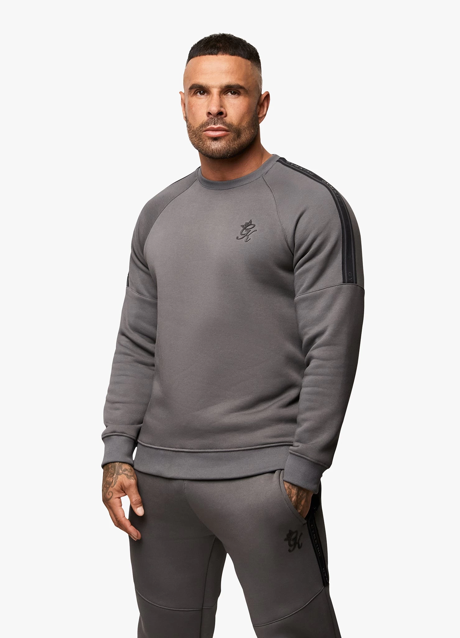 Gym King Premium Taped Crew - Grey 3 Gym King Premium Taped Crew - Grey