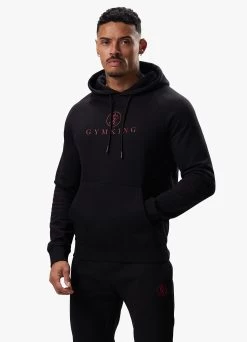 Gym King Pro Logo Fleece Hood - Black/Red -Fit Wear Shop PROLOGOHOOD JOGGER BLACKREDHDE A2C34TSB A2C3A 457