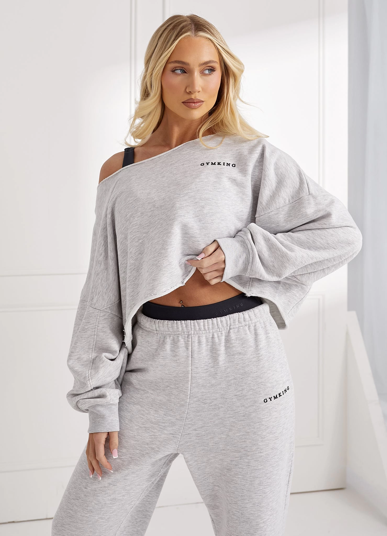 Gym King Move Your Way Crop Sweatshirt - Snow Marl 3 Gym King Move Your Way Crop Sweatshirt - Snow Marl