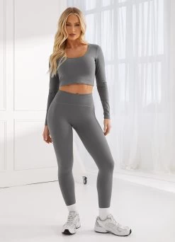 Gym King Peach Luxe Long Sleeve Top - Dark Sage Luxe -Fit Wear Shop Q124LADIESPEACH MYWCAMP7400