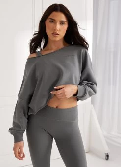 Gym King Move Your Way Crop Sweatshirt - Dark Sage -Fit Wear Shop Q124LADIESPEACH MYWCAMP8123copy