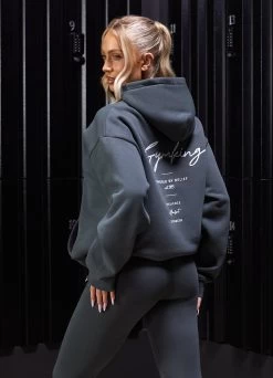 Gym King Reset Oversized Hood - Green Smoke