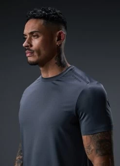 Gym King Alpha Poly Tee - Graphite -Fit Wear Shop Q124MENSECOMALPHA EST2598copy