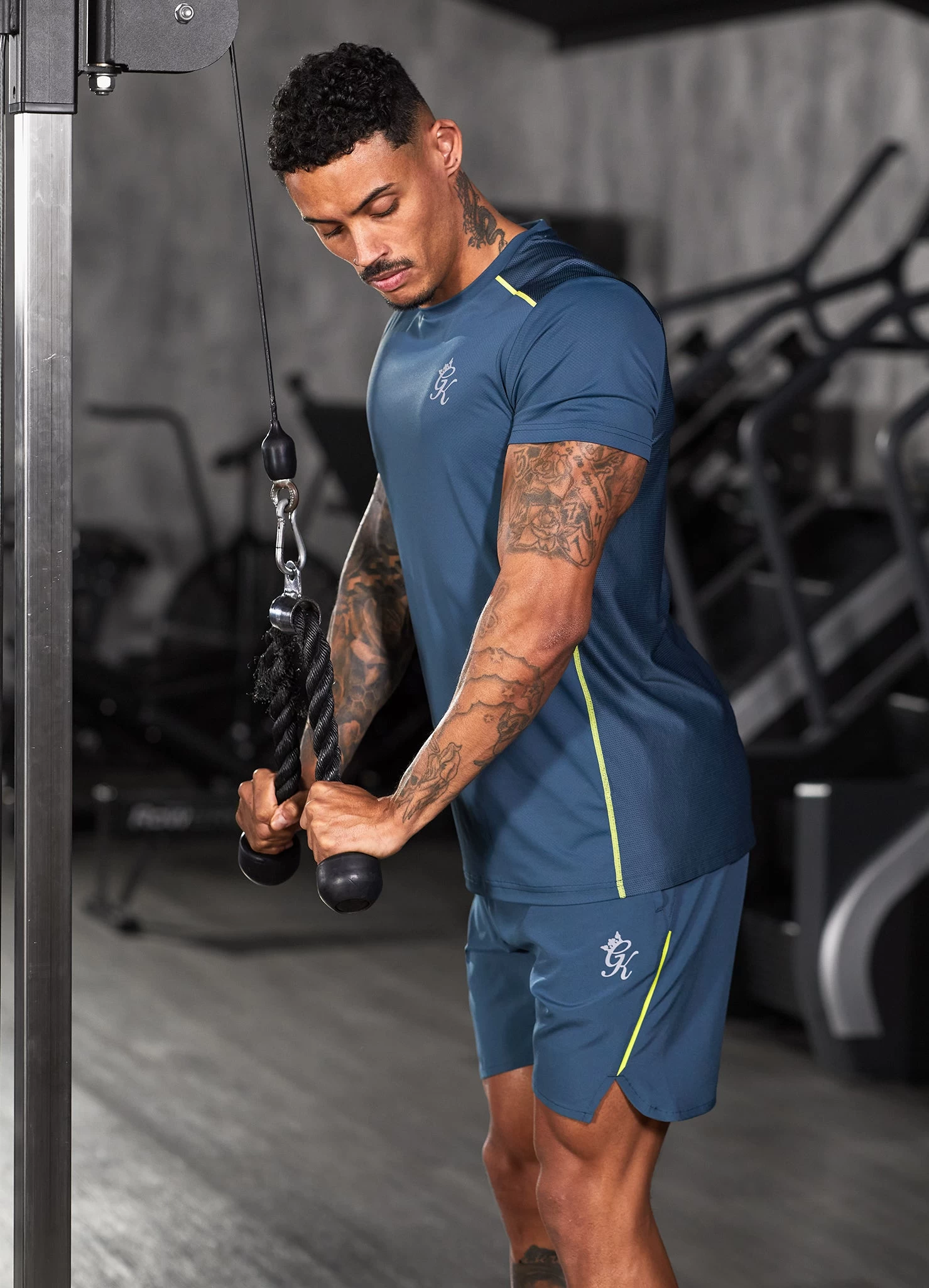 Gym King Flex Tee - Twilight Blue/Lime 10 Gym King Flex Tee - Twilight Blue/Lime - Image 8