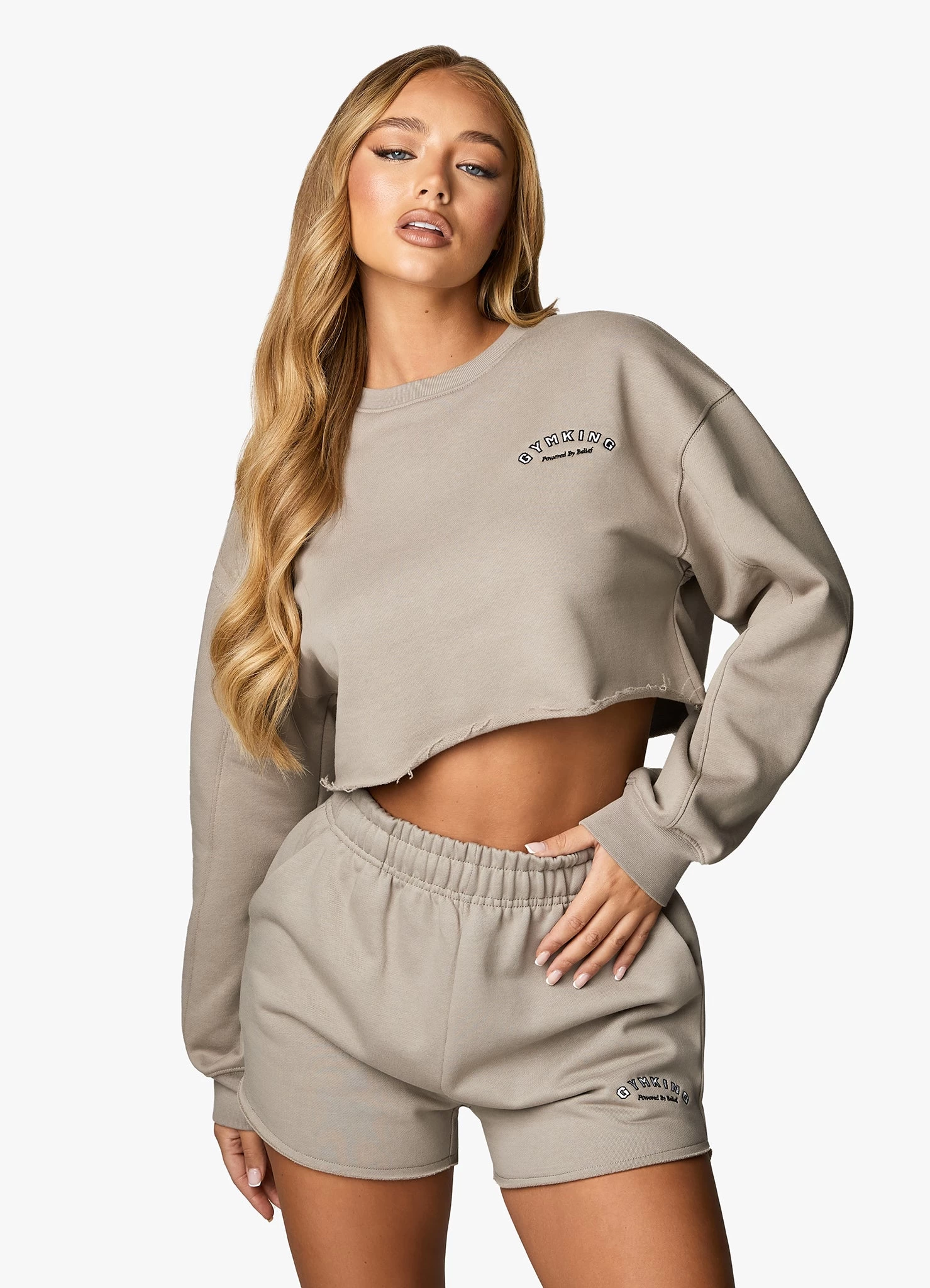 Gym King Radiance Crop Sweatshirt - Mocha 5 Gym King Radiance Crop Sweatshirt - Mocha - Image 3