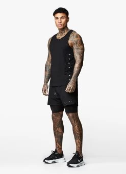 Gym King Rebellion Vest - Black -Fit Wear Shop REBELLIONVEST SHORT BLACKVST A2AL9
