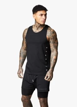 Gym King Rebellion Vest - Black -Fit Wear Shop REBELLIONVEST SHORT BLACKVST A2AL91