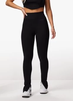 Gym King Refresh Split Hem Rib Legging - Black