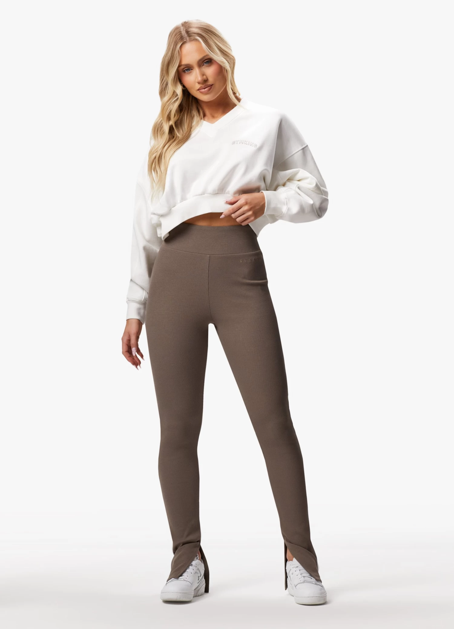 Gym King Refresh V Neck Crew - Cream 12 Gym King Refresh V Neck Crew - Cream - Image 10