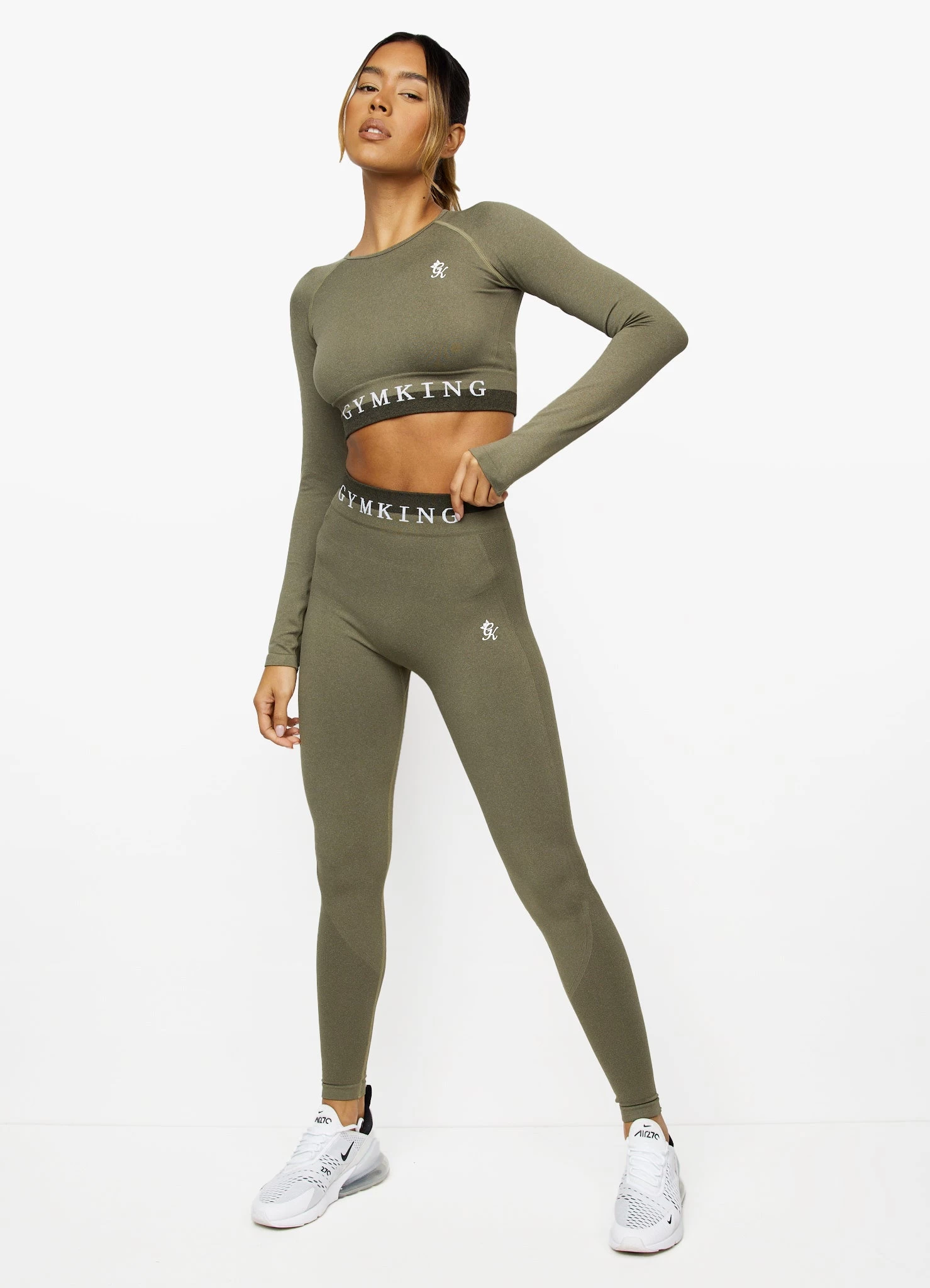 Gym King Seamless Results Long Sleeve Crop - Khaki 8 Gym King Seamless Results Long Sleeve Crop - Khaki - Image 6