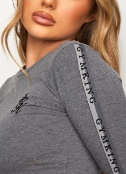 Gym King Results Tape Longsleeve Crop - Mid Grey Marl -Fit Wear Shop RESULTSTAPECROPLSTEEANDLEGGING 201
