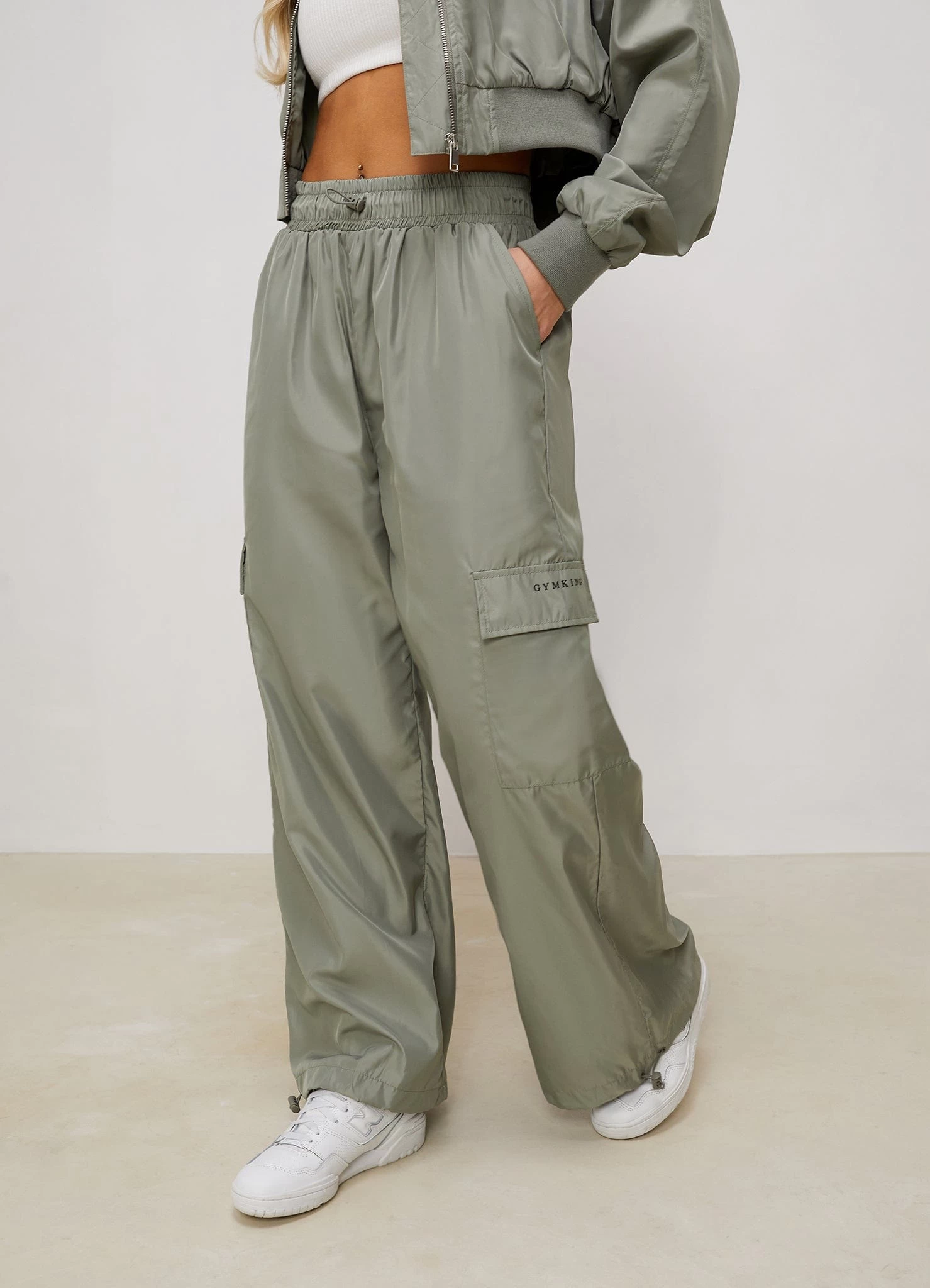 Gym King Satin Cargo Pants - Dusky Sage 3 Gym King Satin Cargo Pants - Dusky Sage