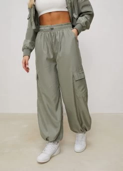 Gym King Satin Cargo Pants - Dusky Sage 18 Gym King Satin Cargo Pants - Dusky Sage -Fit Wear Shop SATINCARGOPANTS DUSKYSAGEWTB B2CBX 245