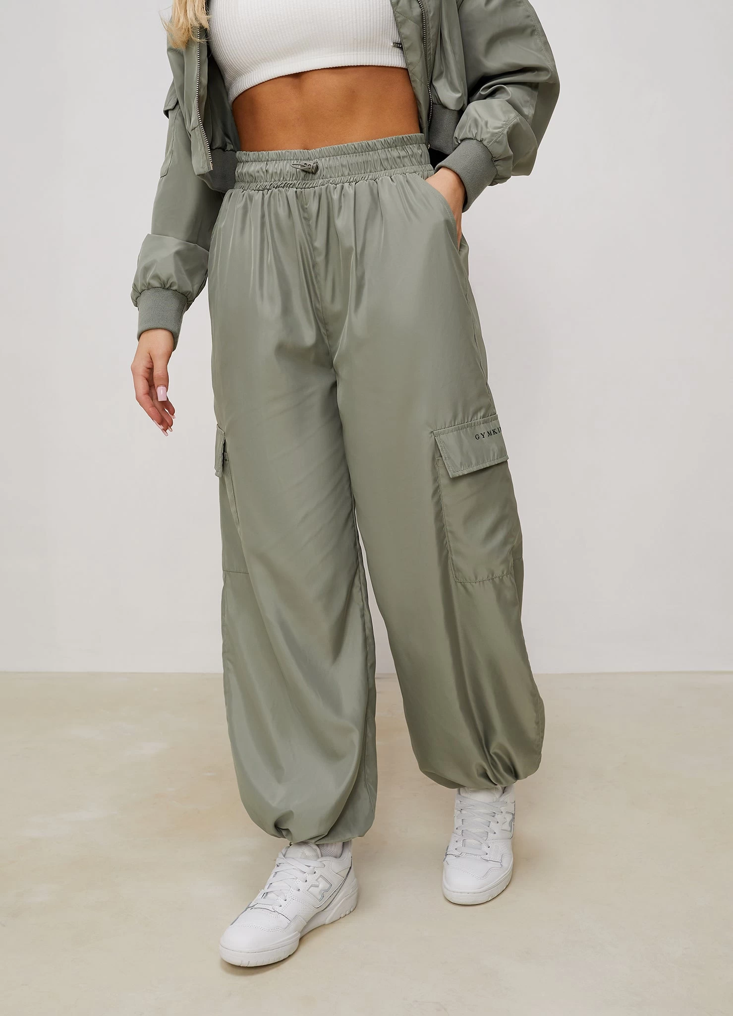 Gym King Satin Cargo Pants - Dusky Sage 7 Gym King Satin Cargo Pants - Dusky Sage - Image 5