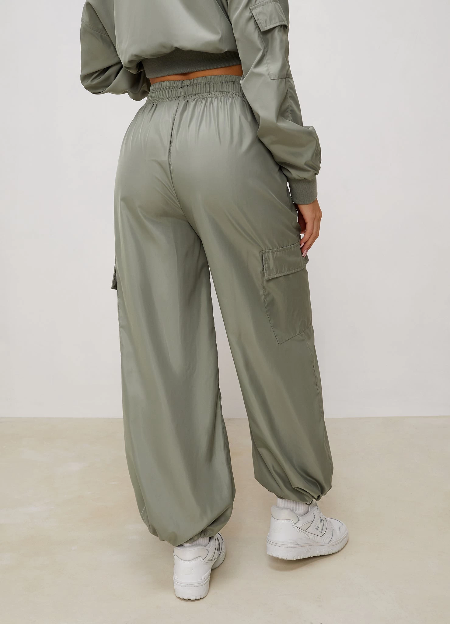 Gym King Satin Cargo Pants - Dusky Sage 5 Gym King Satin Cargo Pants - Dusky Sage - Image 3