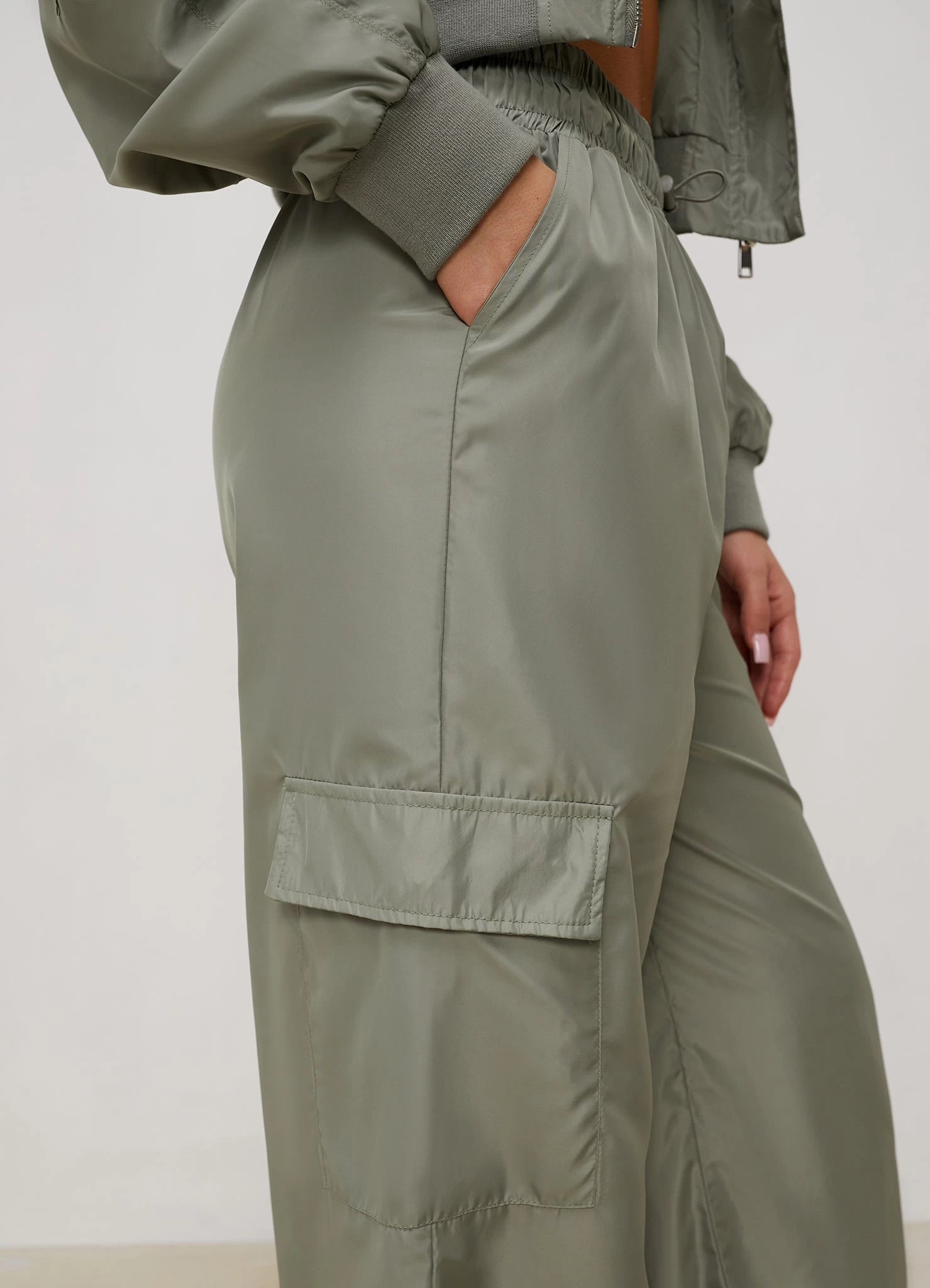 Gym King Satin Cargo Pants - Dusky Sage 11 Gym King Satin Cargo Pants - Dusky Sage - Image 9