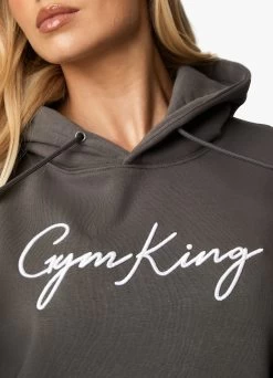 Gym King Script Hood - Steel/White -Fit Wear Shop SCRIPTHOOD LEGGING STEELWHITEWHD A2BL0WLG A2BL6468