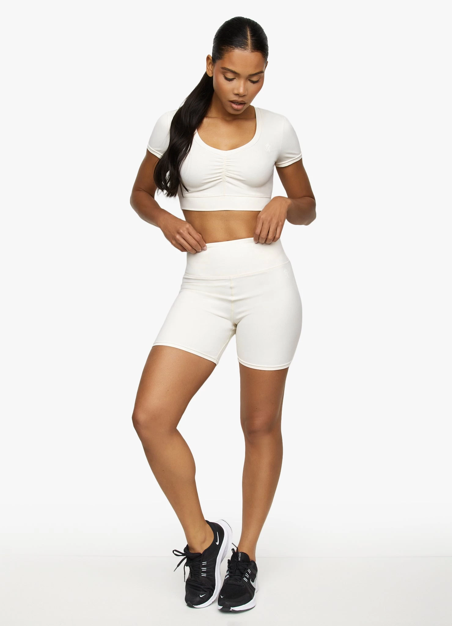 Gym King Scrunch Cap Sleeve Tee - Cream 9 Gym King Scrunch Cap Sleeve Tee - Cream - Image 7