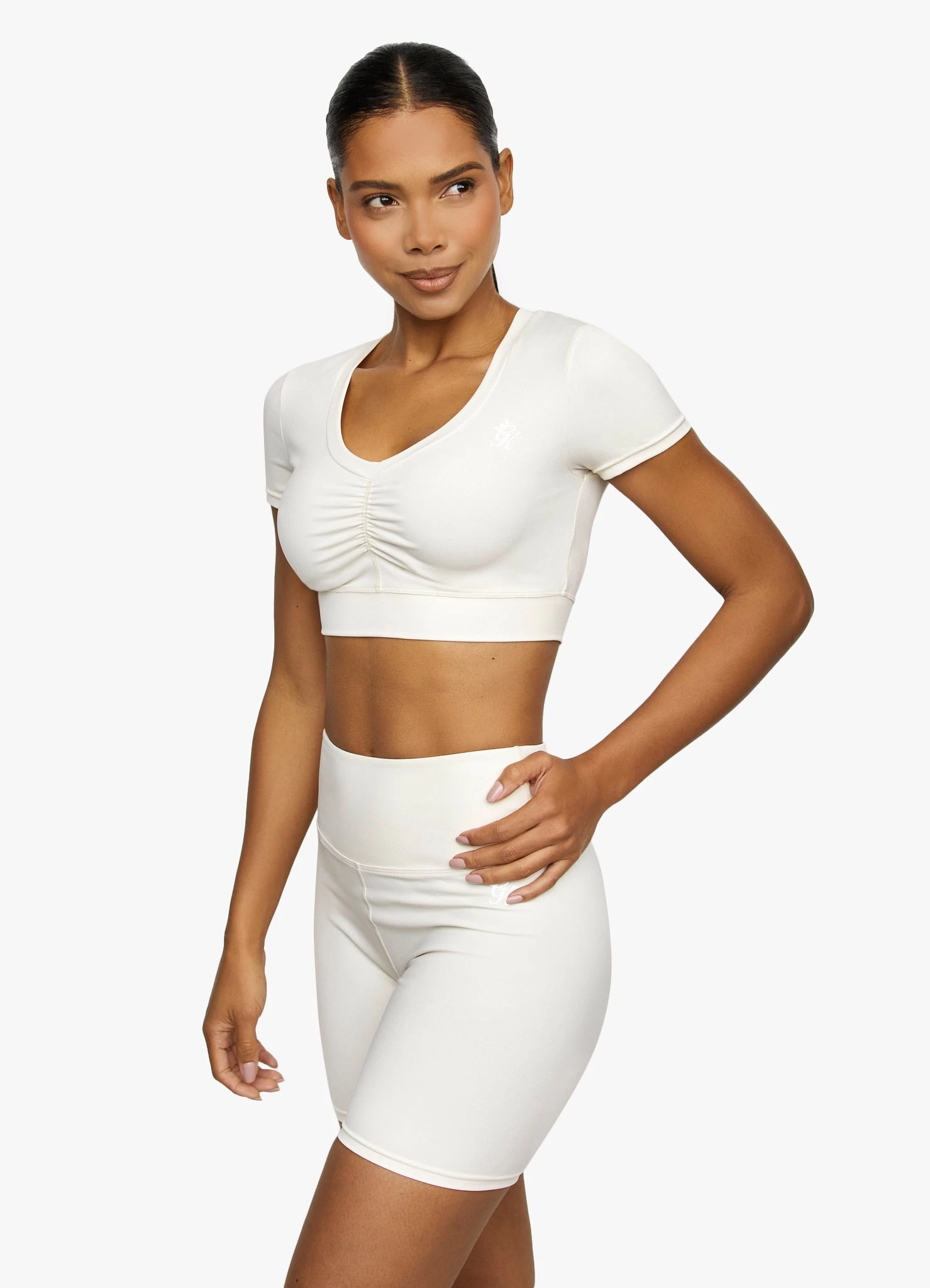 Gym King Scrunch Cap Sleeve Tee - Cream 8 Gym King Scrunch Cap Sleeve Tee - Cream - Image 6