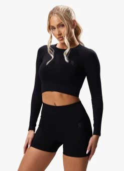 Gym King Sculpt Seamless LS Top - Black 20 Gym King Sculpt Seamless LS Top - Black -Fit Wear Shop SCULPTLSTOP SHORT BLACKWLT A2AYPWSR A2BQ8 327