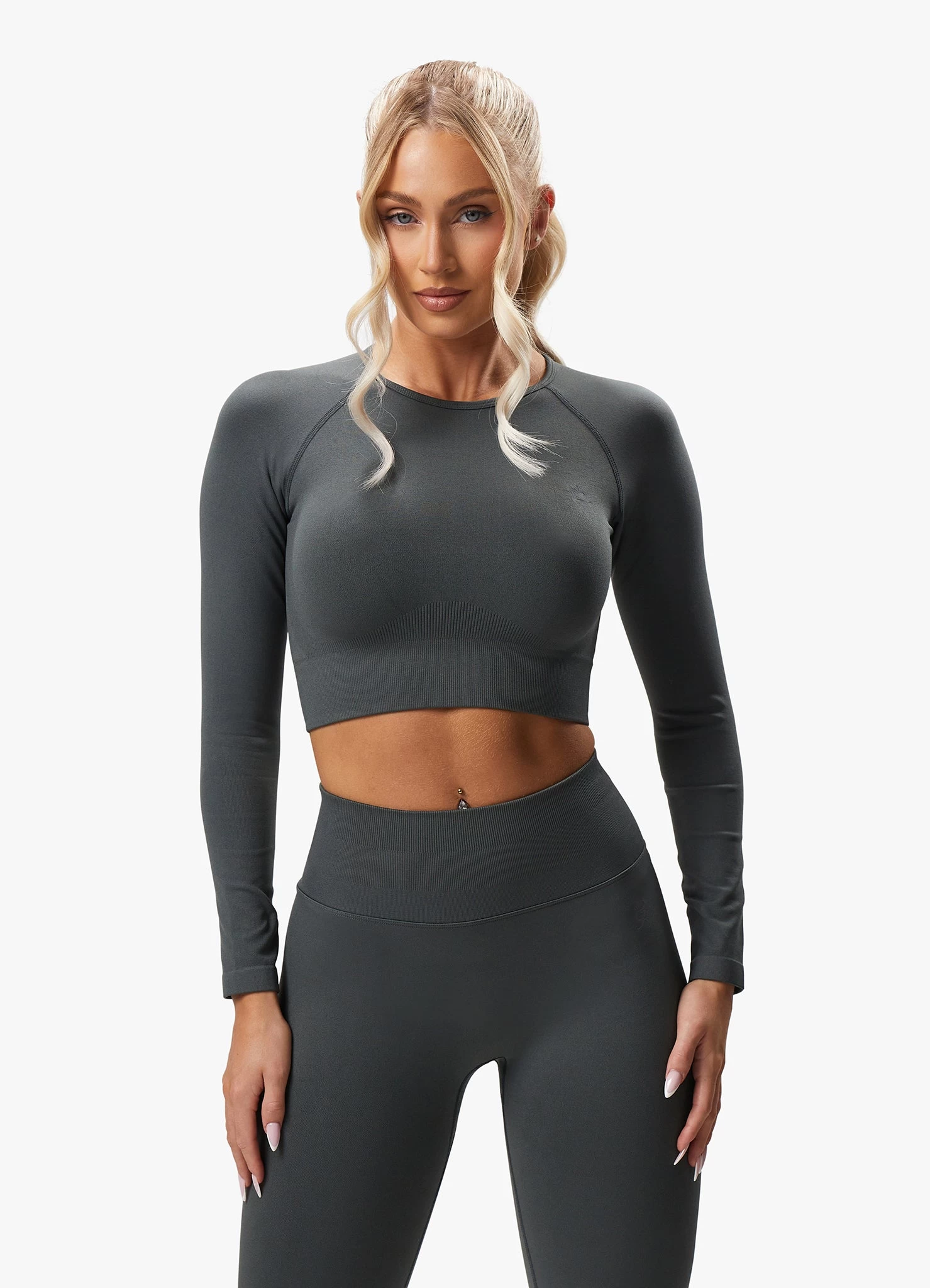 Gym King Sculpt Seamless LS Top - Green Smoke 5 Gym King Sculpt Seamless LS Top - Green Smoke - Image 3