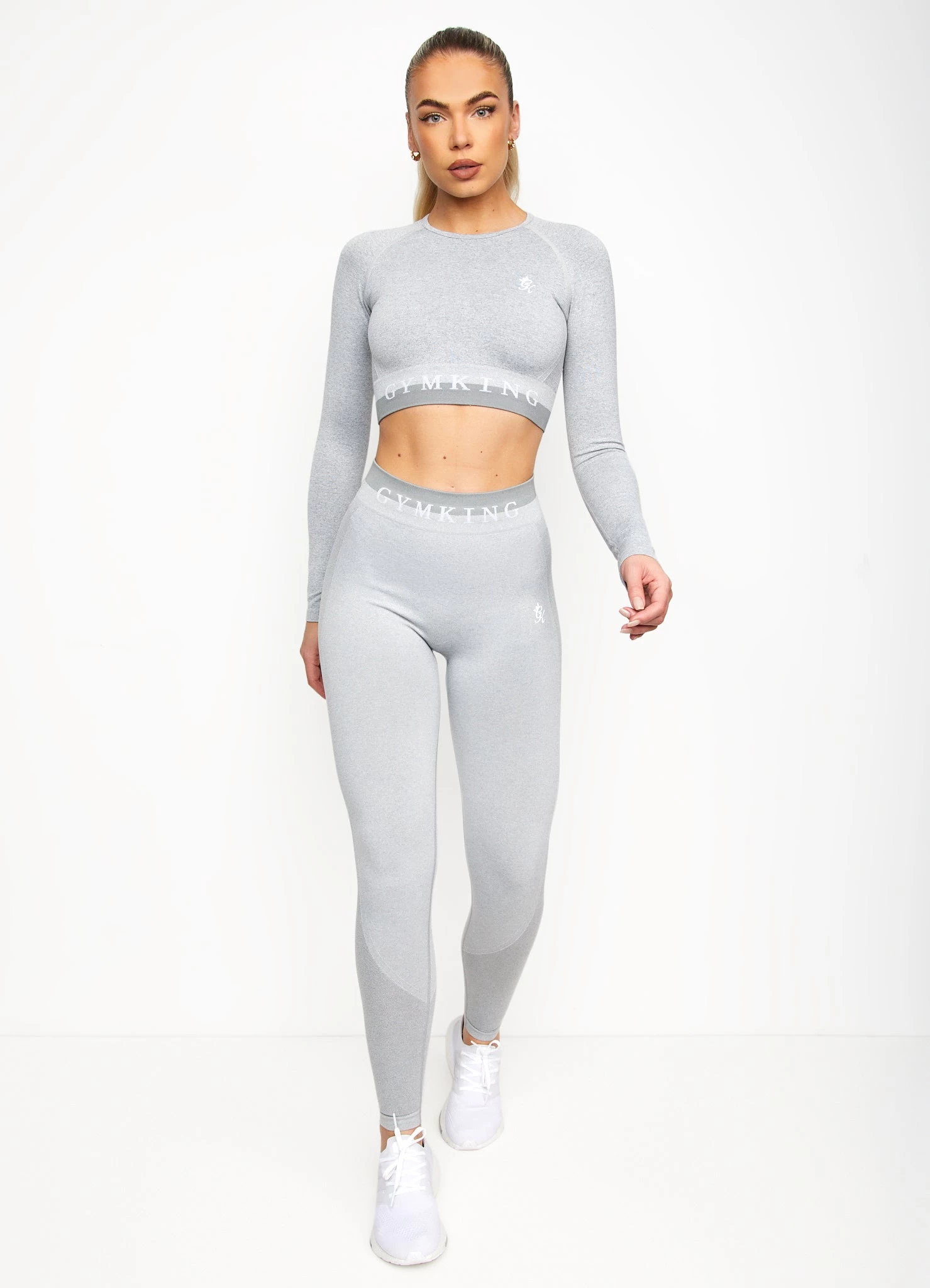 Gym King Seamless Results Long Sleeve Crop Tee - Ice Melange 4 Gym King Seamless Results Long Sleeve Crop Tee - Ice Melange - Image 2