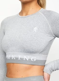 Gym King Seamless Results Long Sleeve Crop Tee - Ice Melange 8 Gym King Seamless Results Long Sleeve Crop Tee - Ice Melange -Fit Wear Shop SEAMLESSRESULTSLSCROP ICEMELANGEWLT A25OF 139