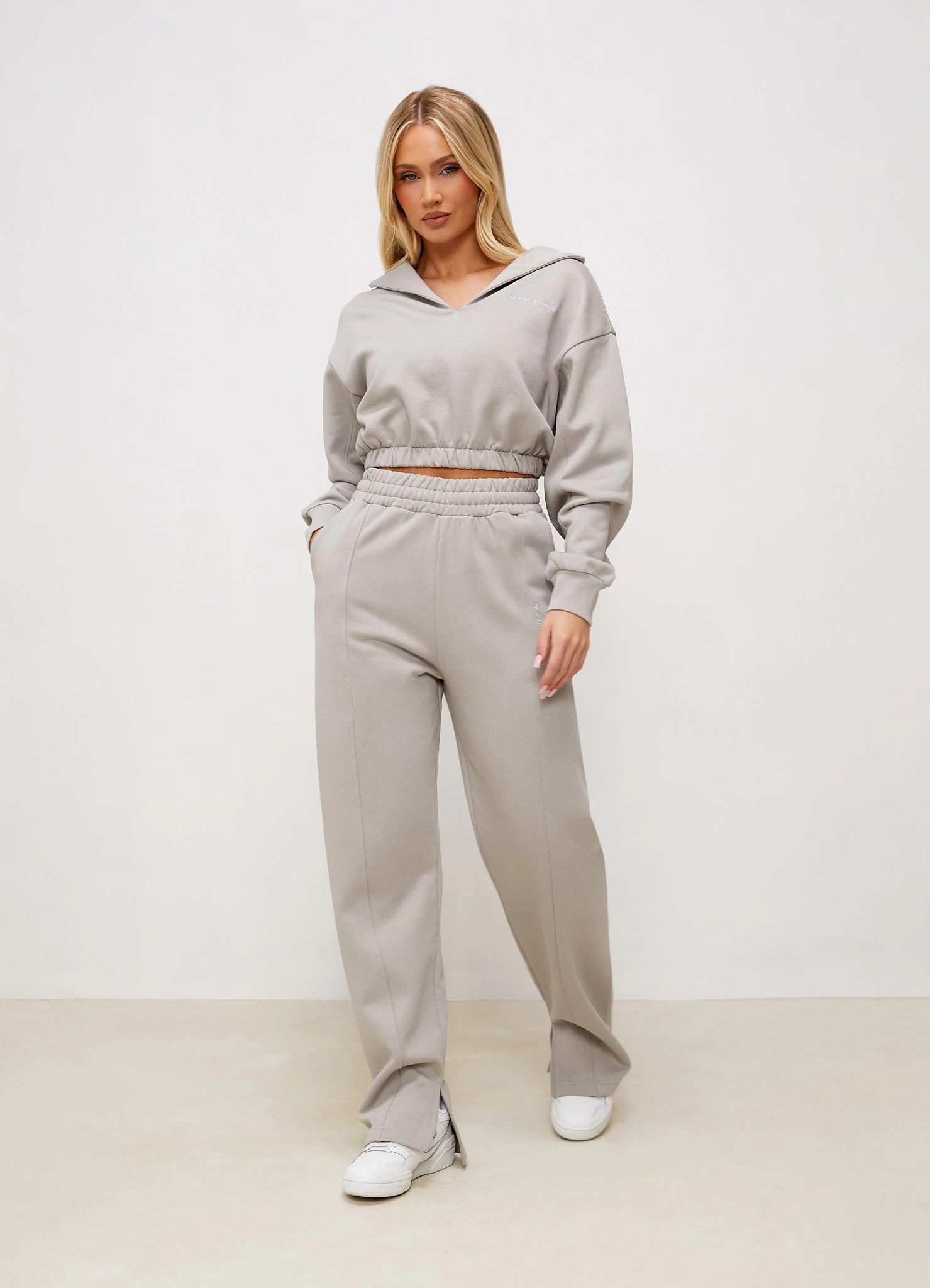 Gym King Shadow Cropped Funnel & Jogger - Dove Grey 3 Gym King Shadow Cropped Funnel & Jogger - Dove Grey