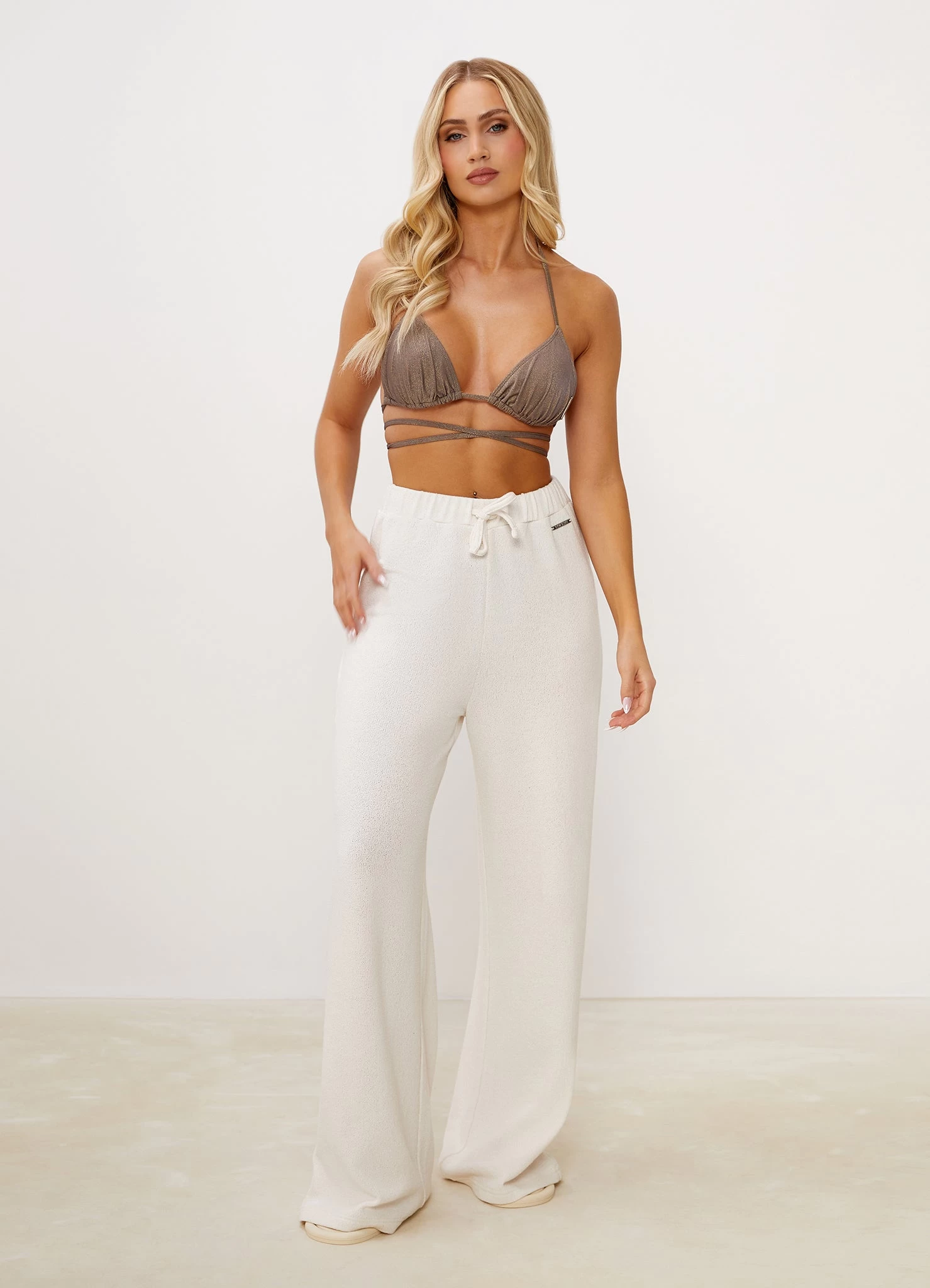 Gym King Signature Knit Wide Leg Trousers - Ecru 13 Gym King Signature Knit Wide Leg Trousers - Ecru - Image 11