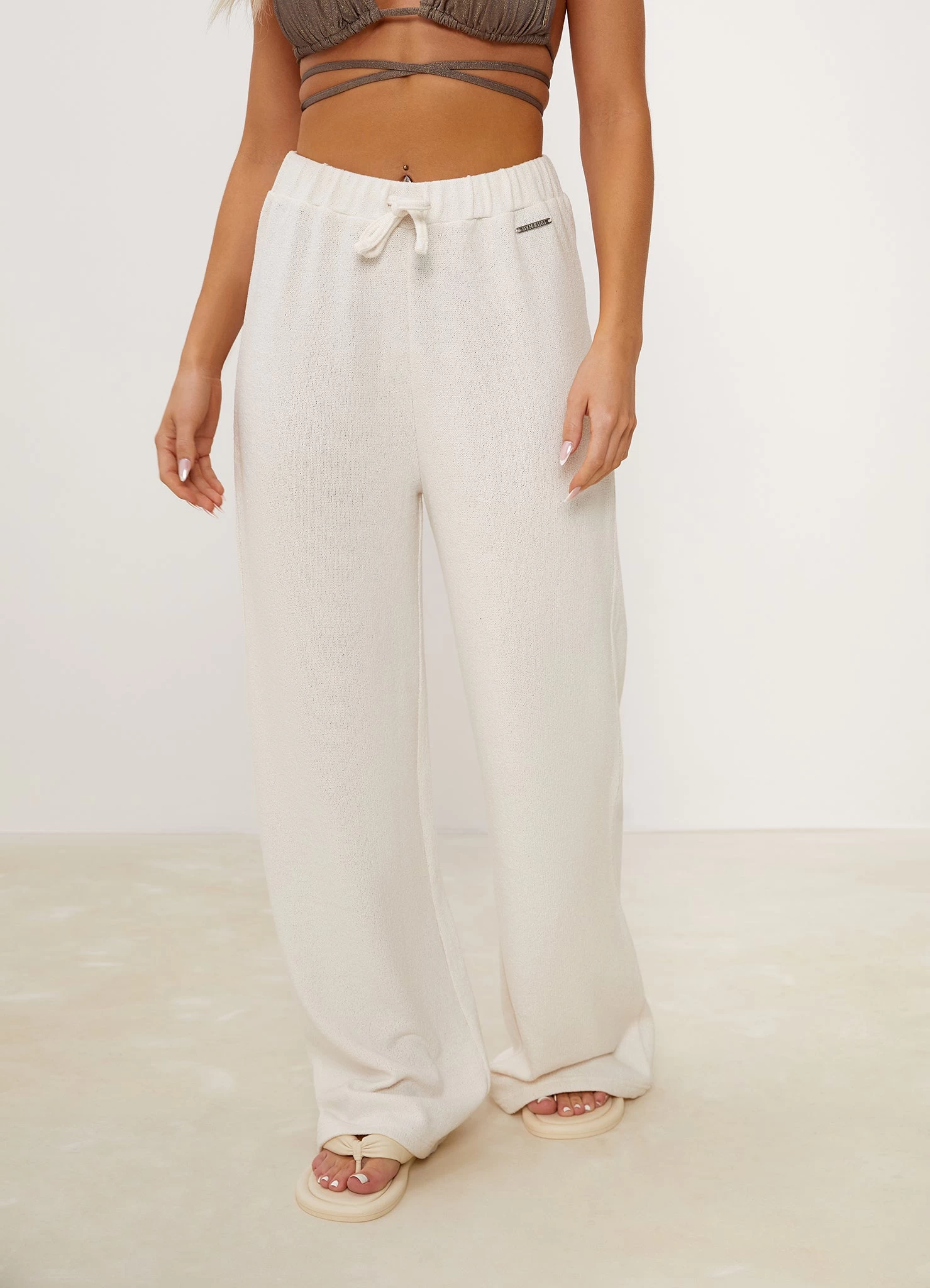 Gym King Signature Knit Wide Leg Trousers - Ecru 14 Gym King Signature Knit Wide Leg Trousers - Ecru - Image 12