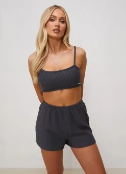 Gym King Signature Rib Bralette - Graphite