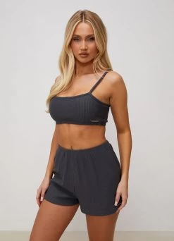 Gym King Signature Rib Bralette - Graphite -Fit Wear Shop SIGNATURERIBBRALETTE SHORT GRAPHITEWVS A2CAKWSR A2CAU 297