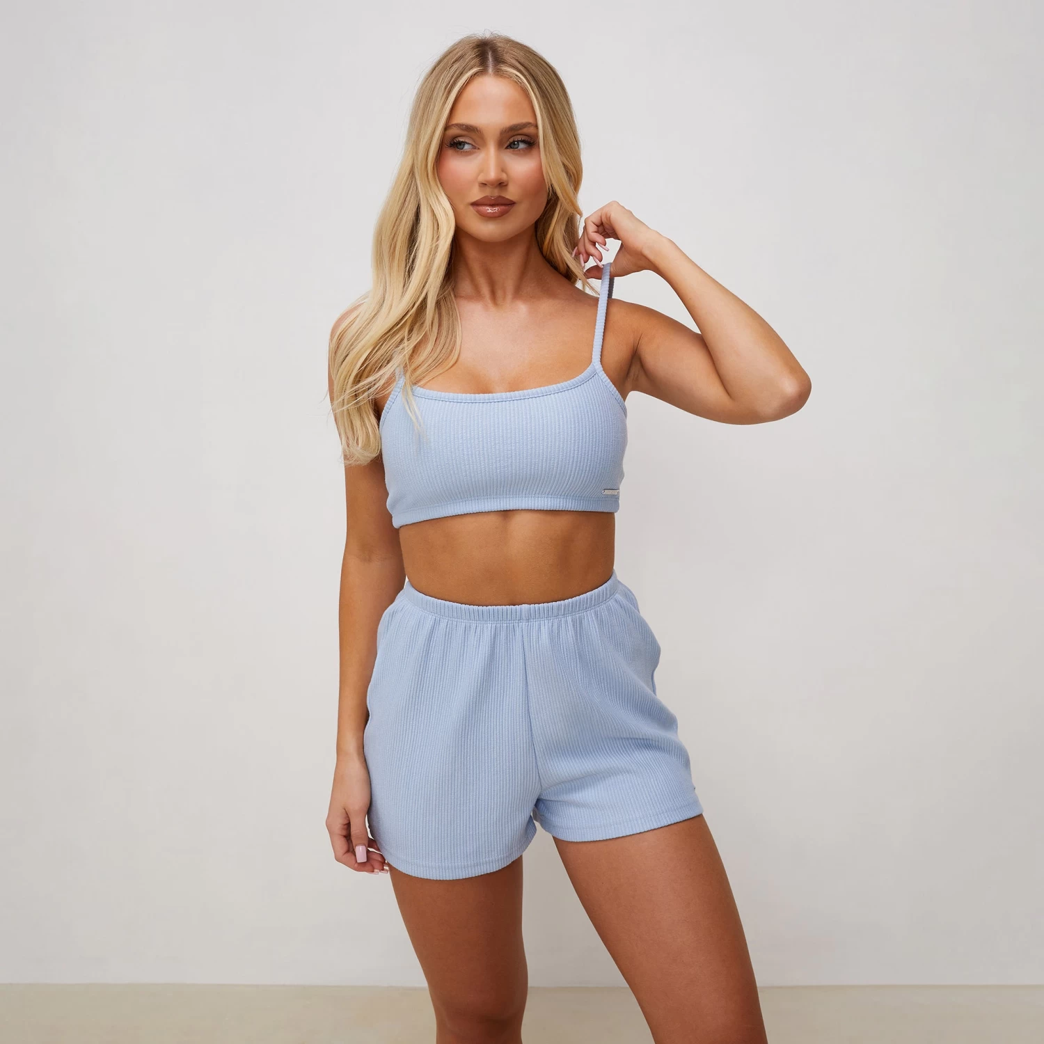 Gym King Signature Rib Bralette - Pale Blue 4 Gym King Signature Rib Bralette - Pale Blue - Image 2