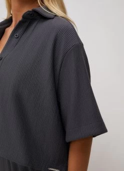 Gym King Signature Rib Crop Shirt - Graphite -Fit Wear Shop SIGNATURERIBSHIRT GRAPHITEWST A2CAF 310