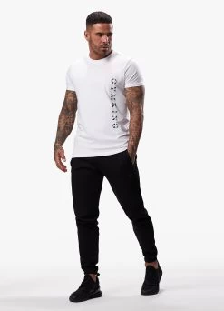 Gym King Split Linear Tee - White -Fit Wear Shop SPLITLINEARTEE JOGGER WHITEBLACKSST A2CR1TSB A2CRD51